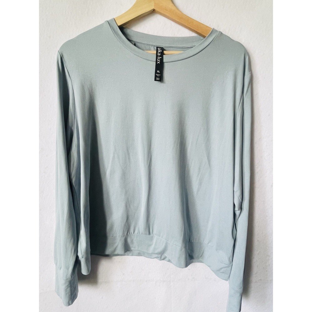 lukka lux,light Blue Crew Neck Long Sleeve Shirt,SizeXL,Relaxed Fit With Hemline